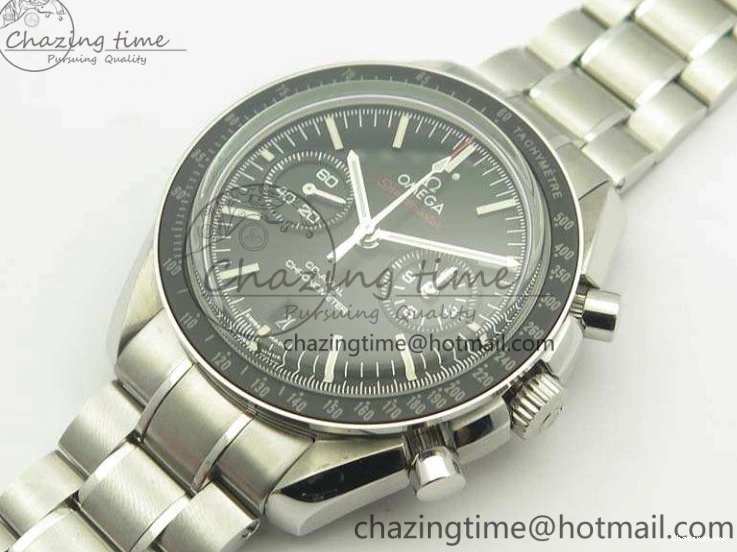 0306 TechFriendly SpeedMaster MoonWatch SS OMF 1:1 Best Edition Black Red Dial On SS Bracelet A9300 V 8092
